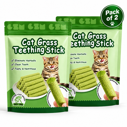 Cat Grass Teething Sticks for Hairballs & Constipation